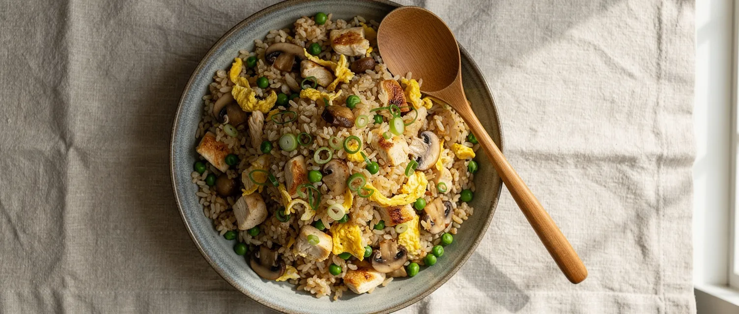 Gebratener Reis mit Hähnchen und Gemüse