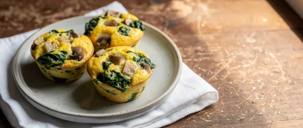 Vegetarische Eier-Muffins mit Spinat und Champignons