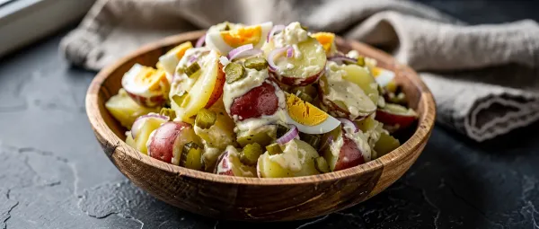 Cremiger Kartoffelsalat mit Essiggurken und Ei