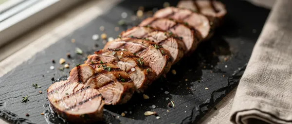 Gegrilltes Schweinefilet mit Knoblauch und Kräutern