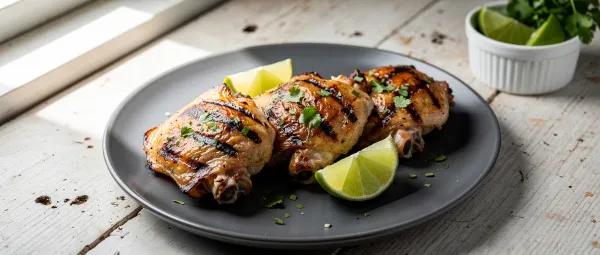 Gegrillte Hähnchenschenkel mit Koriander und Limette