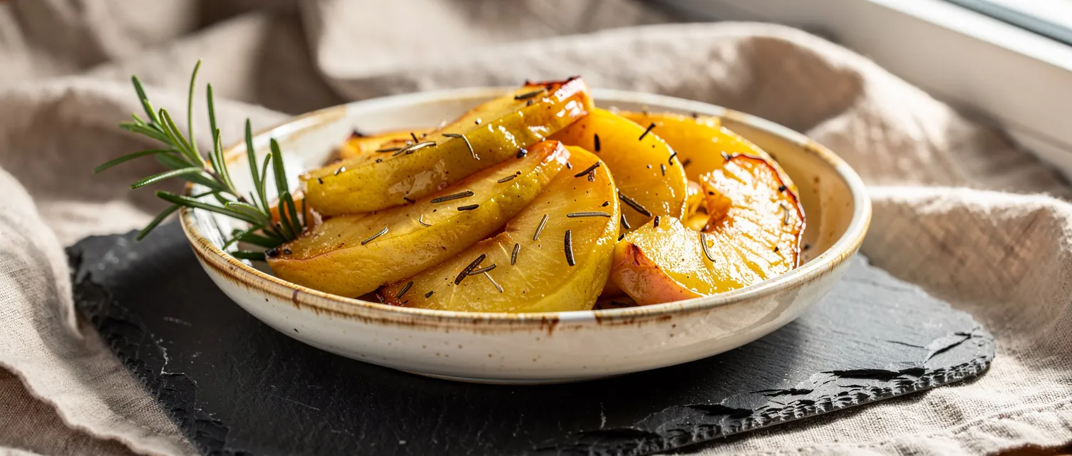 Apfelspalten mit Rosmarin aus der Mikrowelle