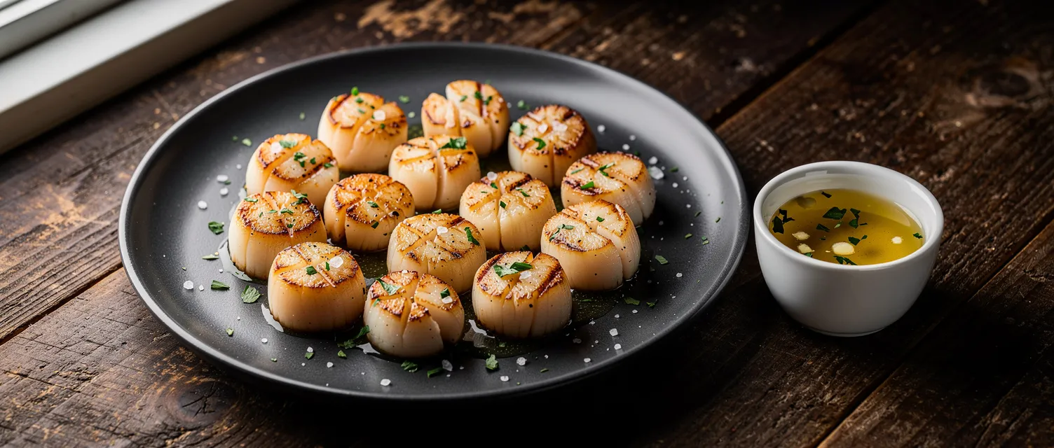 Gegrillte Jakobsmuscheln mit Zitronen-Knoblauch-Butter