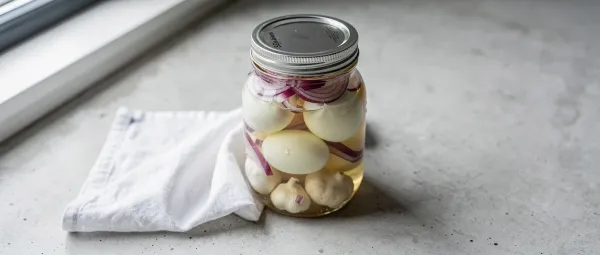 Eingelegte Knoblauch-Eier