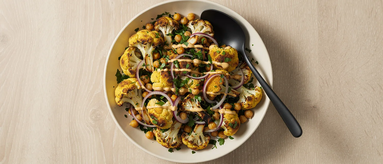 Gerösteter Blumenkohlsalat mit Zitronen-Tahini-Dressing