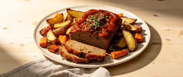 Vegetarischer Hackbraten mit Ofengemüse