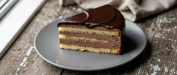 Doberge Torte mit Schokoladencreme und Ganache