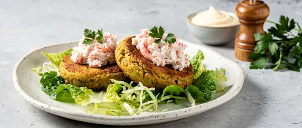 Kichererbsen-Patties mit Krabben-Topping