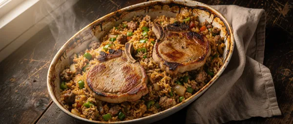 Schweinekoteletts mit "Dirty Rice"