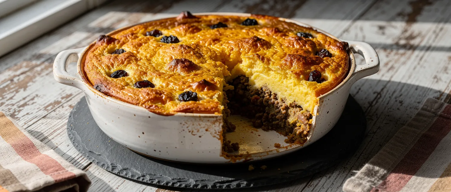 Bobotie mit Hackfleisch und Eierguss