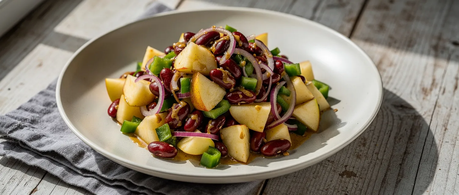 Apfel-Bohnen-Salat mit Honig-Senf-Dressing
