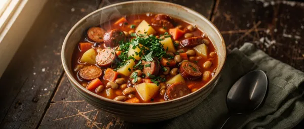 Pinto-Bohnen- und Wurst-Eintopf