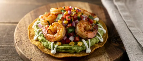Mexikanische Garnelen-Tostadas mit Avocado