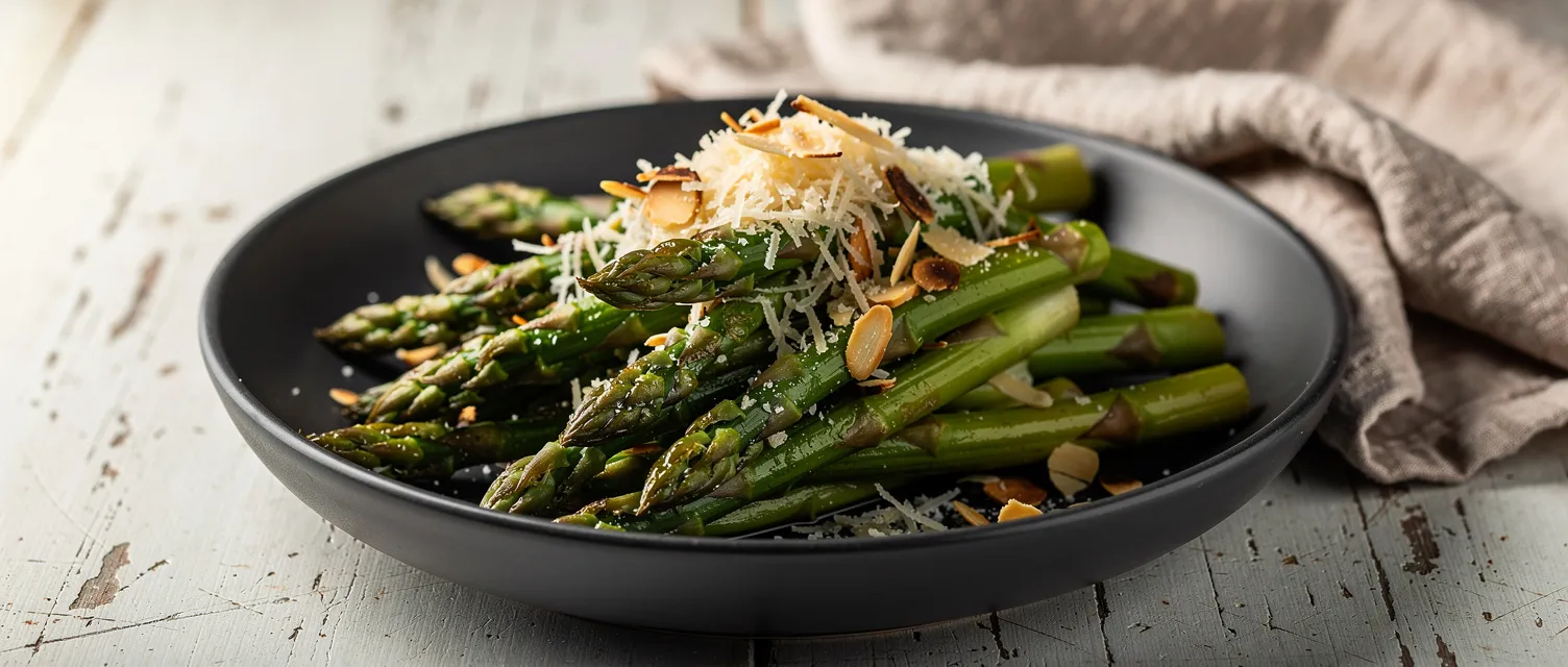 Spargel mit Mandelsplittern und Parmesan