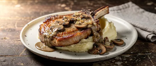 Schweinekoteletts mit Rahmchampignon-Soße