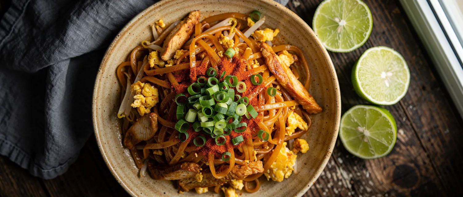 Authentisches Pad Thai mit Hähnchen