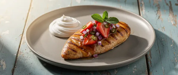 Gegrillte Hähnchenbrust mit frischer Erdbeer-Salsa