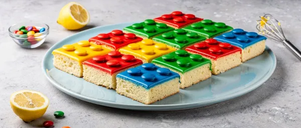 Bunter Baustein-Blechkuchen