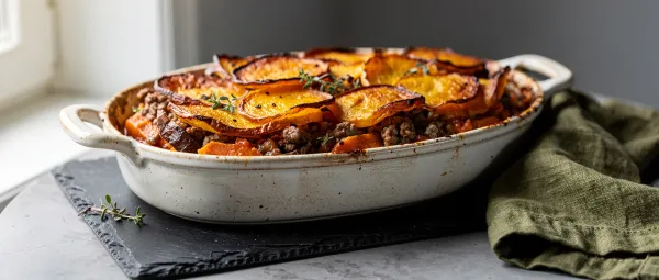 Hirtenauflauf mit Lammhackfleisch und Süßkartoffeln