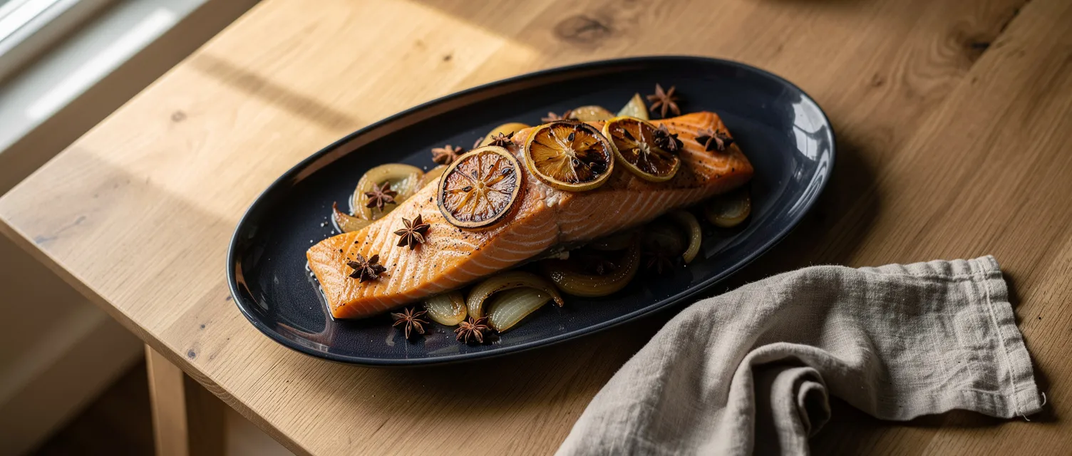 Lachs im Folienpäckchen mit Zitrone und Sternanis