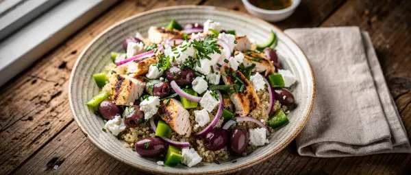 Mediterraner Quinoasalat mit Hähnchen und Feta
