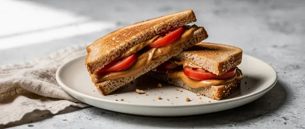 Erdnussbutter-Tomaten-Sandwich
