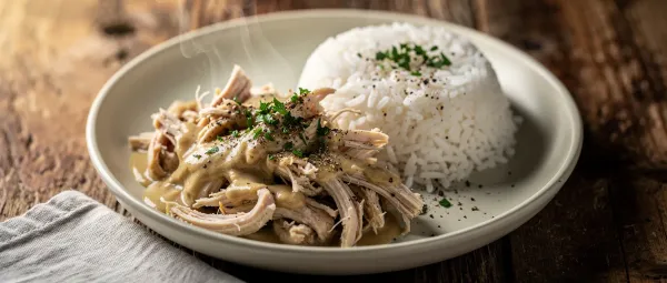 Hähnchen und Bratensoße aus dem Slow Cooker