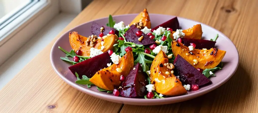 Herbstsalat mit Kürbis, Roter Bete und Feta
